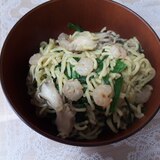 STAUBでエビ☆ニラ☆塩焼きそば